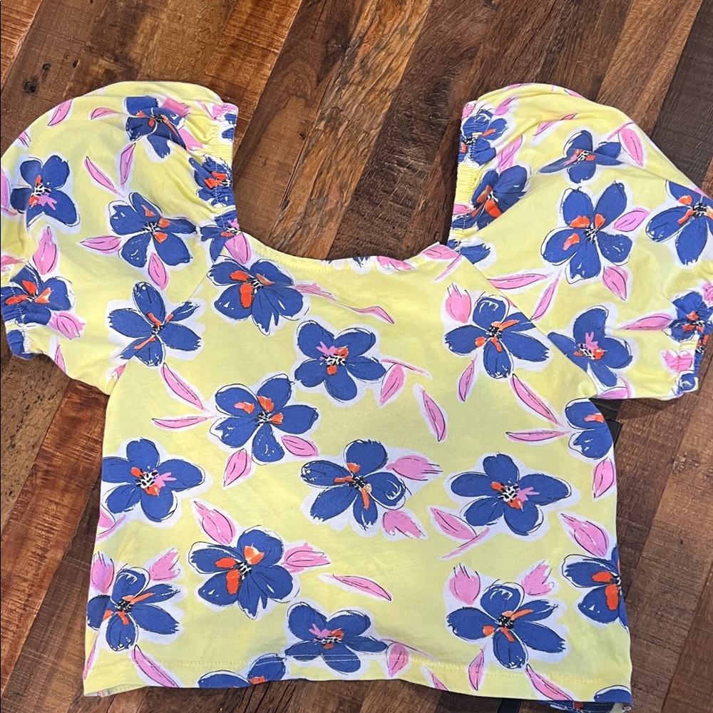 Zara Kids Yellow and Blue Floral Top